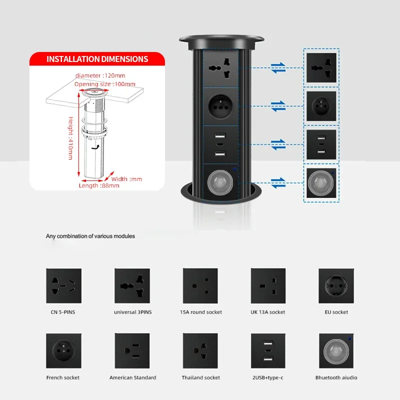 Desk Setup Speakers - Pengisi Daya Nirkabel Soket Menara Pop