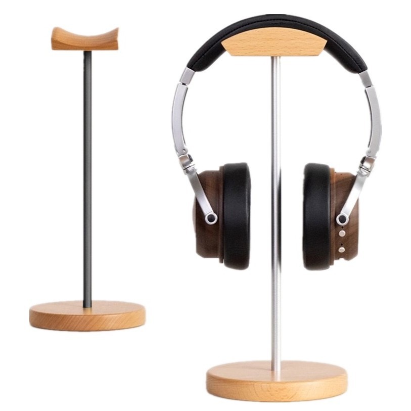 Desk Setup Table - Penyangga Headphone Kayu Walnut Hitam &