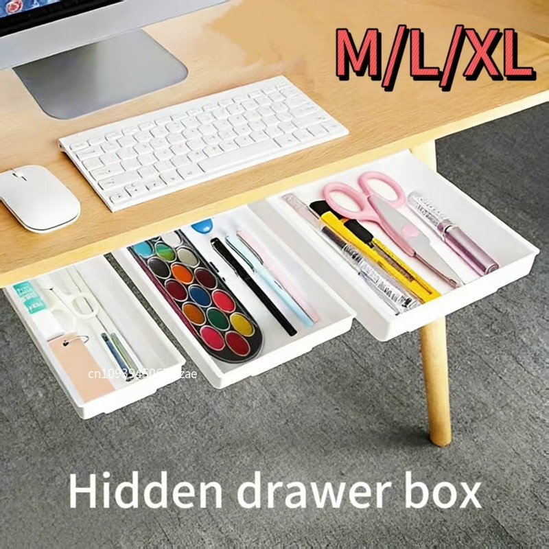 Desk Setup White - 1 Buah Kotak Laci Penyimpanan Berperekat