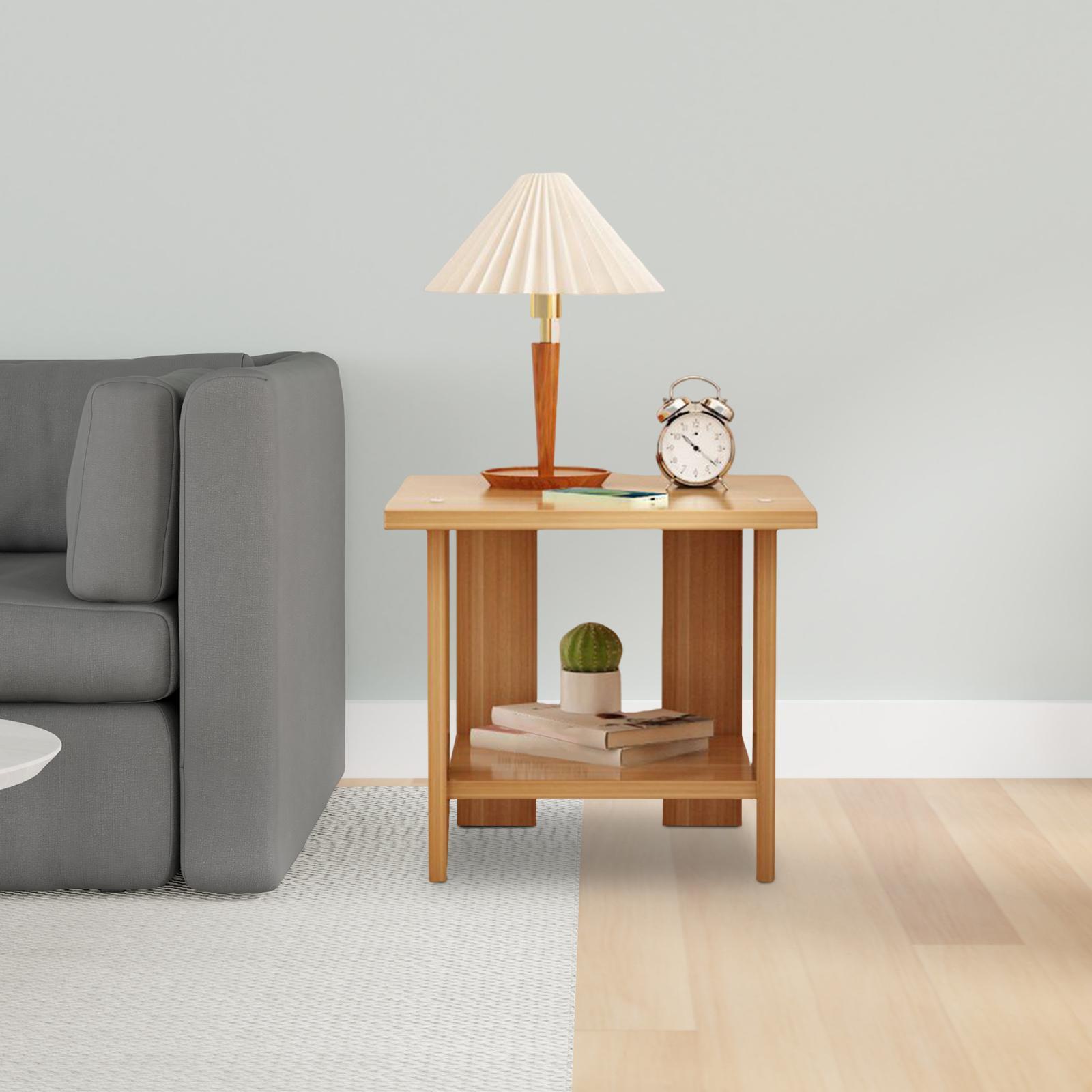 Desk Setup For Laptop - Meja Samping Kayu Dua Lapis Multifungsi