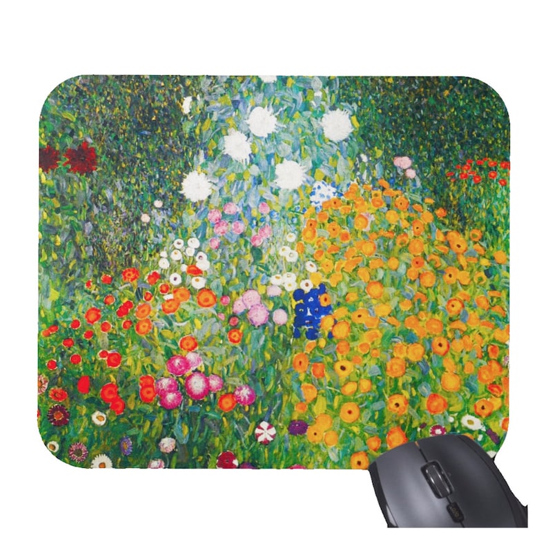 Desk Setup Gadgets - Gustav Klimt Bunga Floral Mouse Pad