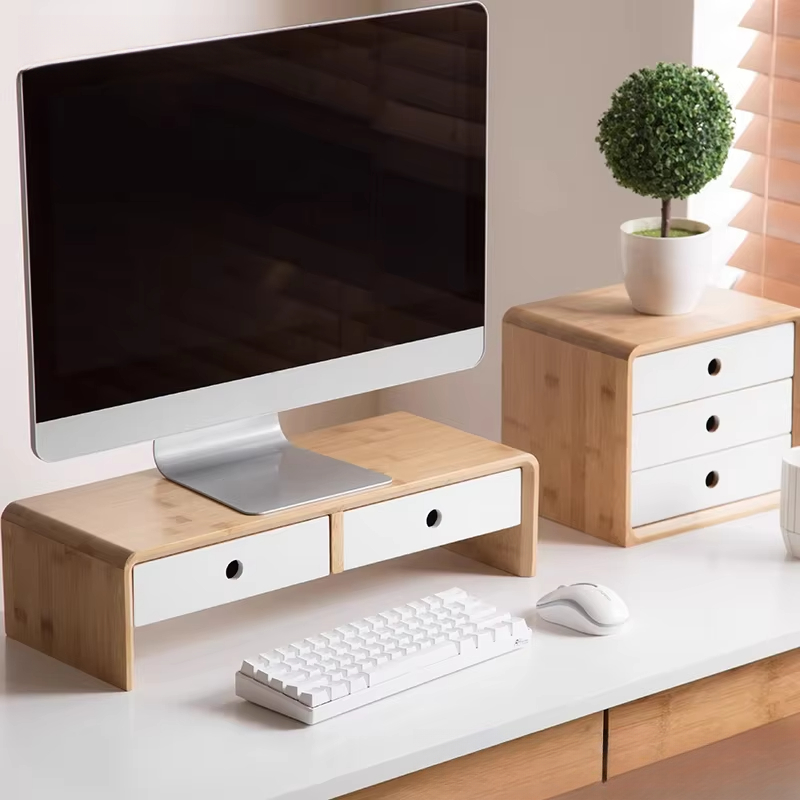 Setup Desk Monitor - Penyangga Monitor Laptop Bambu Ramah Lingkungan
