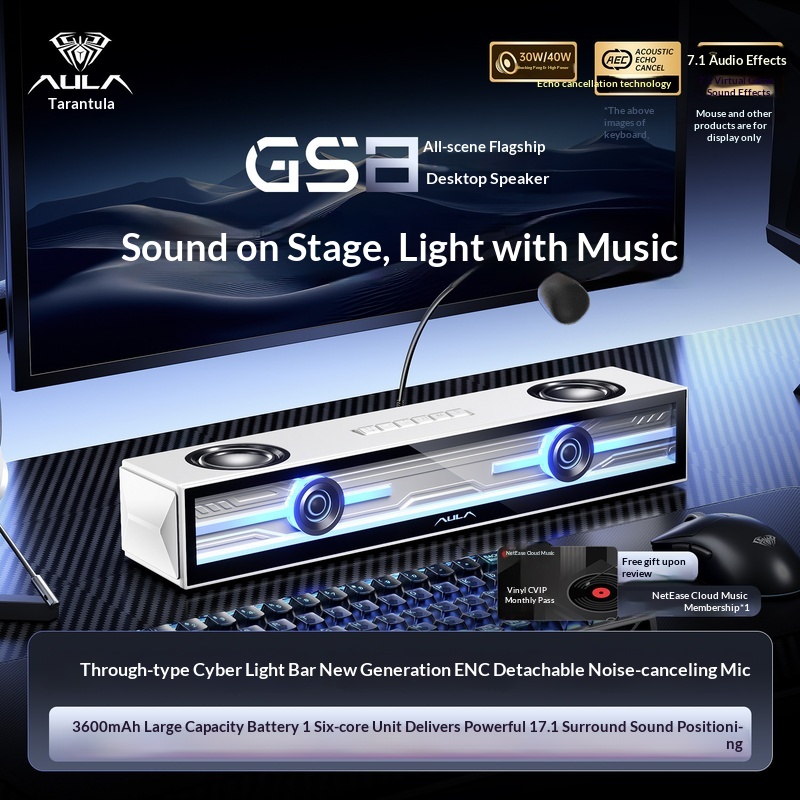 Desk Setup With Speakers - Aula Gs8 Speaker Gaming Desktop Komputer