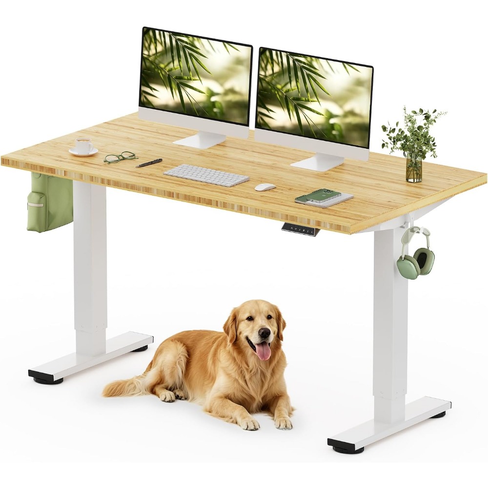 Setup Desk Monitor - FLEXISPOT Meja Berdiri Bambu Solid 55