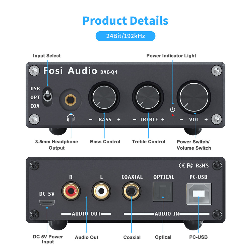 Fosi Audio Q4 Adaptor Konverte - Desk Setup Speakers ulasan dan harga