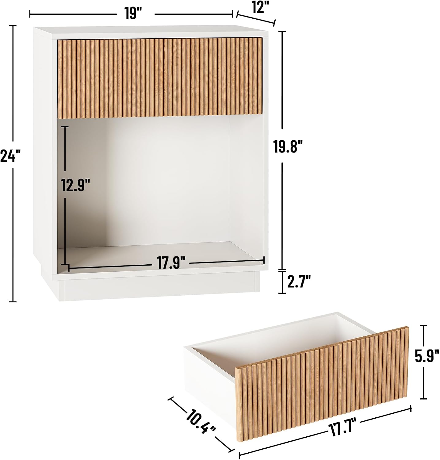 Set Meja Nakas Beralur (2 buah - Desk Setup White ulasan dan harga
