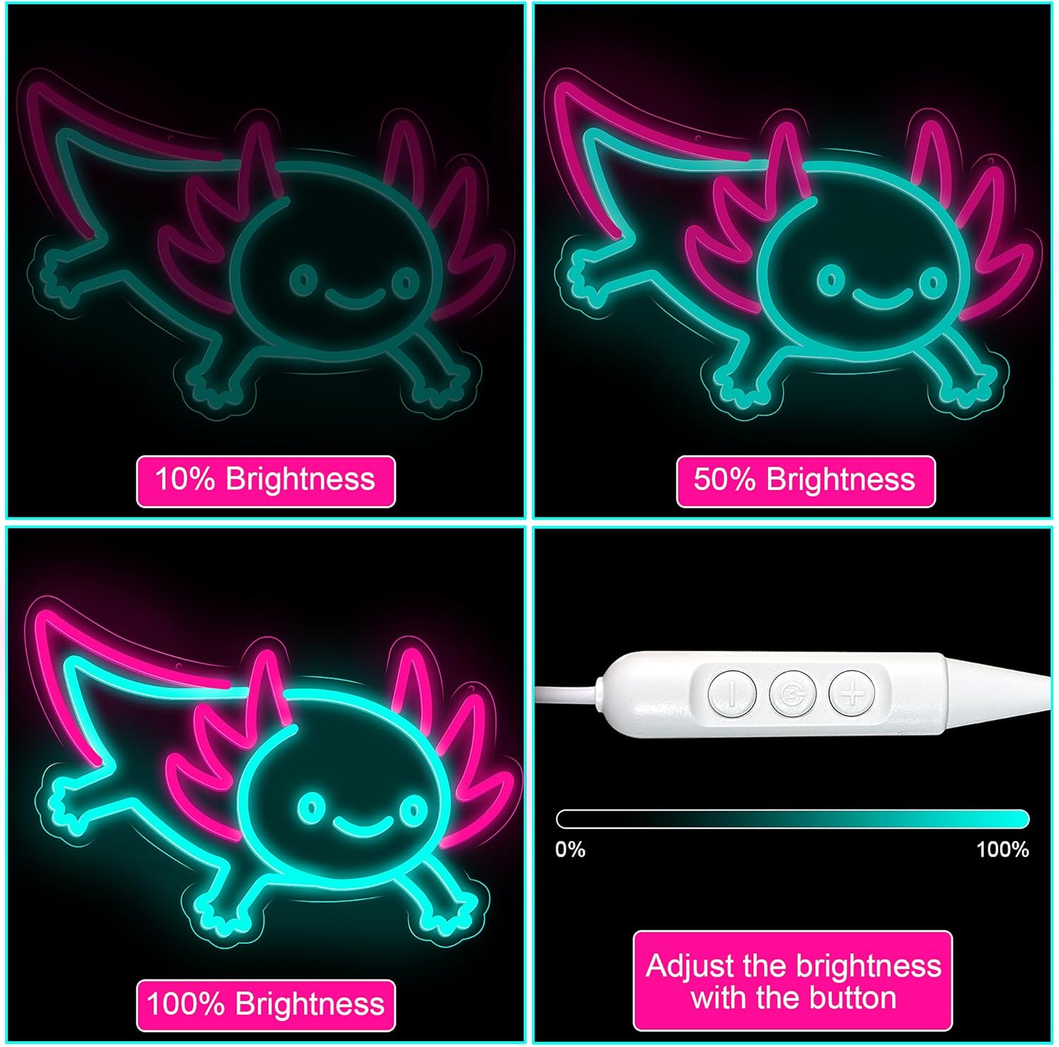 Lampu Neon LED Axolotl Dragon, - Desk Setup Studio ulasan dan harga