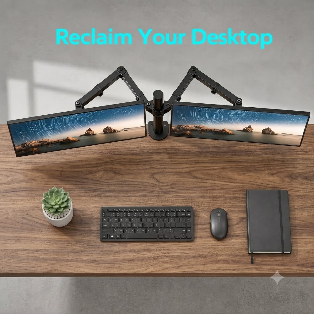 Dudukan Monitor Ganda, Dudukan - Desk Setup Monitor Arm ulasan dan harga