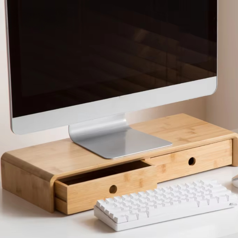 Penyangga Monitor Laptop Bambu - Setup Desk Monitor ulasan dan harga