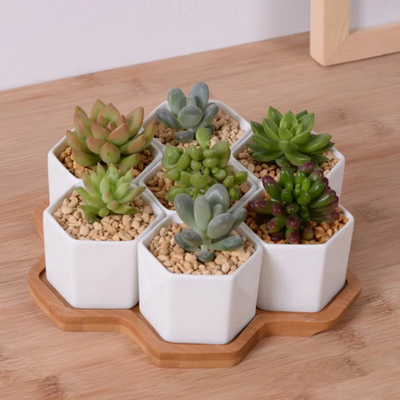 Set 4/7/9/10 Pot Bunga Segi En - Desk Setup White ulasan dan harga