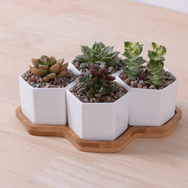 Set 4/7/9/10 Pot Bunga Segi En - Desk Setup White ulasan dan harga