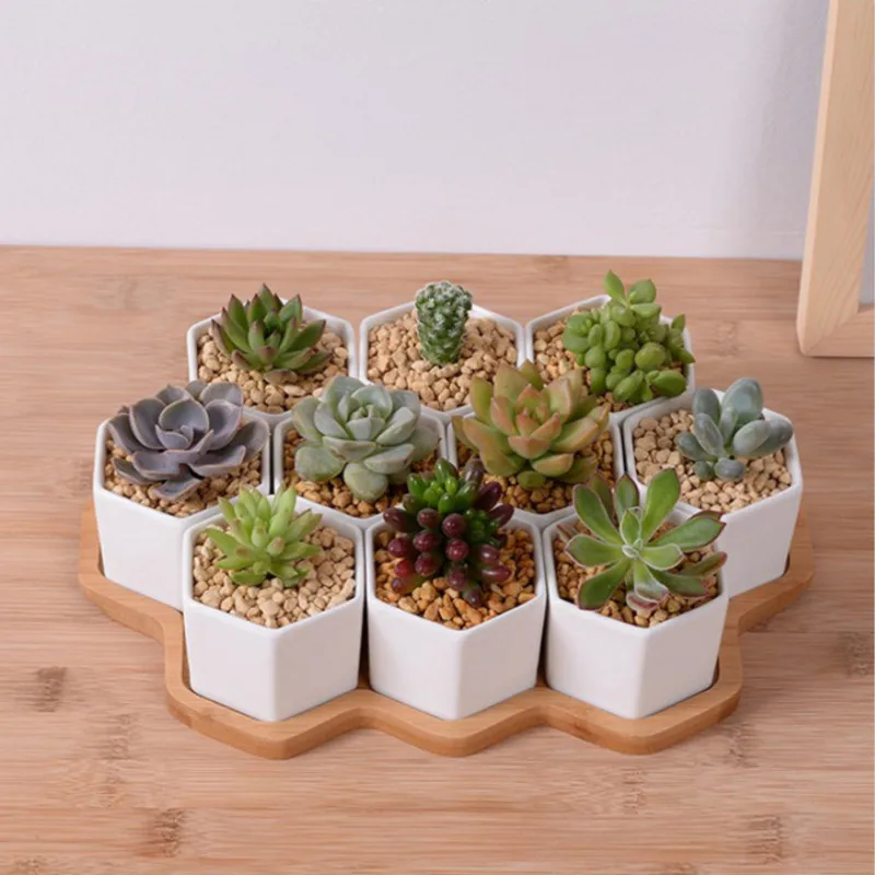 Set 4/7/9/10 Pot Bunga Segi En - Desk Setup White ulasan dan harga